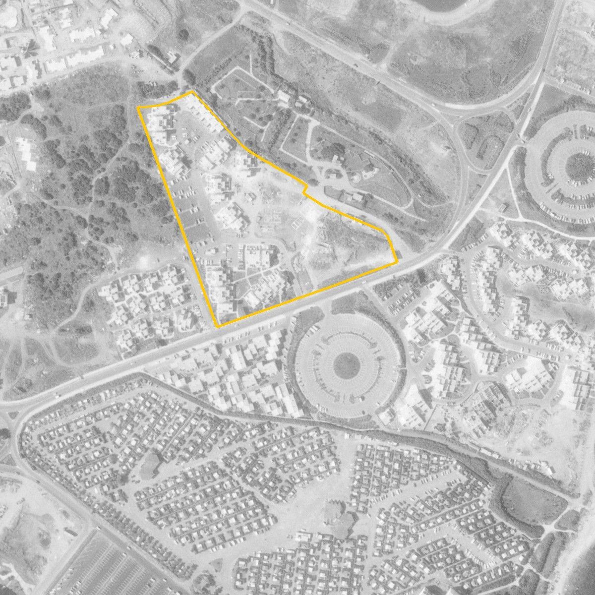 Aerial photo, 18 July 1977: the residence under construction